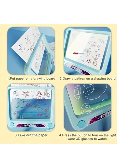 Trendooze Cloud011 Yeşil 3d Işıklı Çizim Tahtası Çocuklar İçin Oyuncağı Yaratıcı Sanat Eğitimi Yeşil Yeşil