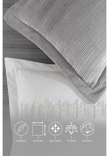 Elart Luxury Çeyiz Paketi Gri 11 Parça Gri