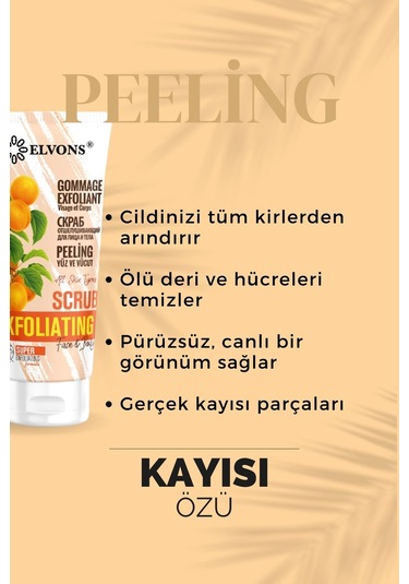 Elvons Kayısı Özlü Yüz ve Vücut Peeling 75 ML