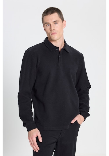 Wrangler Regular Fit Normal Kesim Polo Yaka Siyah Sweatshirt Siyah