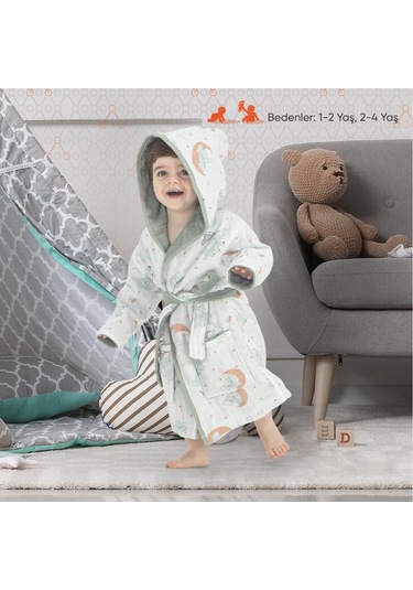 Gezenbebe Hero Desenli Müslin Ve Havlu Bebek Çocuk Bornozu 12 - 24 Ay