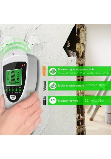 Chuangyinshop Beyaz 5'li 1 Multifonksiyonlu Duvar Dedektörü Lcd Ekran Sesli Alarm Metal Ahşap Dedektörü