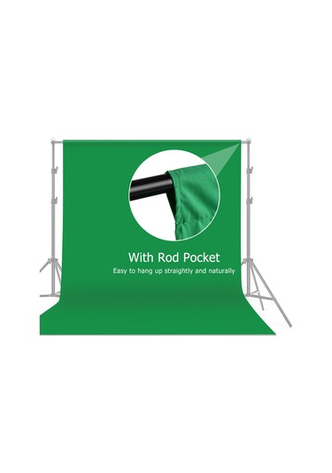 Gajeena Profesyonel Yeşil Ekran Perdesi 2x3m Polyester-pamuk Kumaş, Yıkanabilir Ve Ütülenebilir, Video Çekimleri İçin İdeal