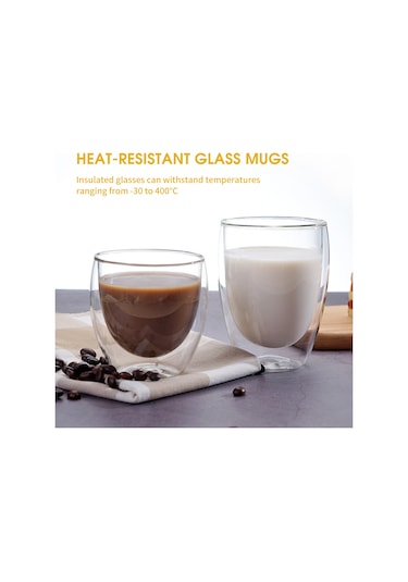 Skycity 450ml Isıya Dayanıklı Çift Duvarlı Şeffaf Cam Bardak - Sıcak/soğuk İçecekler İçin Isı Yalıtımı Çok Renkli