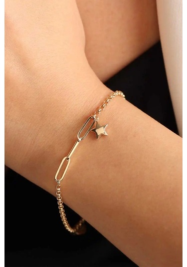 Çgk Çiğdem Gürel Kuyumculuk Yıldız Detaylı Minimal Doç Bileklik Çok Renkli