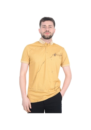 Cengiz İnler Baskı Desenli Erkek Polo Yaka  T-shirt