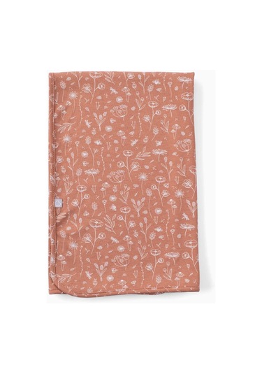 Boumini 85X85 Cm Pamuklu Çift Katlı Bebek Battaniyesi Bahar Çiçekli Kiremit - Kiremit