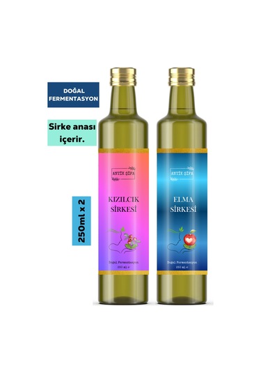Elma Sirkesi Ve Kızılcık Sirkesi 250 Ml + 250 Ml - Doğal Fermente