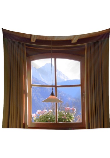 Yunboo Ev Dekorasyonu İçin Poliester Tapestri, Manzaralı Desenli, 130x150 Cm, Yeşil/sarı Seçenekli, Oda Arka Planı Örtüsü Çok Renkli