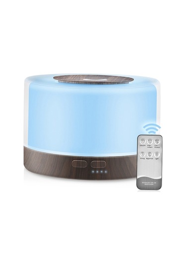 500ml Ultrasonik Aromaterapi Nemlendirici, Uzaktan Kumandalı Çift Püskürtmeli Led Işıklı Masaj Aleti