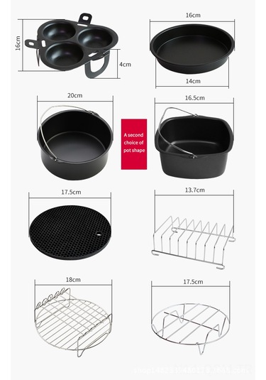 Qingmipy Hava Fritözü Aksesuar Seti - 7 İnç Fritöz Sepeti Ve Pizza Taşı, Çeşitli Yemekler İçin Dayanıklı, Anti Yapışkan Malzeme