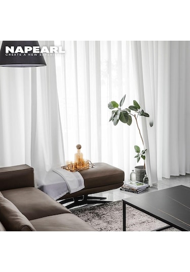 Gri 1 Adet Napearl Tül Şeffaf Düz Renk Perde Oturma Odası Için Yumuşak Modern Pencere Tül Perde W100cm X L260cm