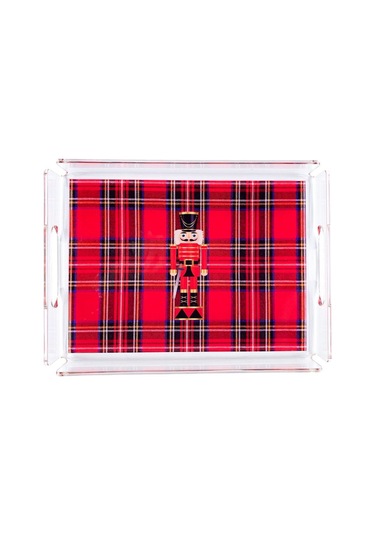 Ekose Kırmızı Kurşun Asker Desen Tepsi 22 30 Cm Diğer