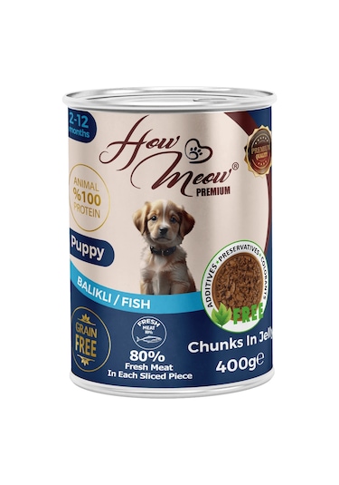 How Meow Jöleli Balıklı Parça Etli Yavru Köpek Yaş Maması 12 x 400 G