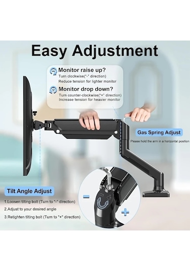 Honeybeeshop Beyaz 13 32 İnç Ekran Monitör Gaz Yaylı Alüminyum Mekanik Kol Braketi