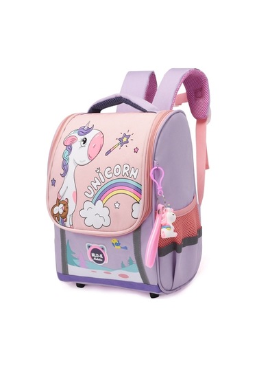 Anaokulu Çocukları İçin Sevimli Karikatür Sırt Çantası Açık Mor S