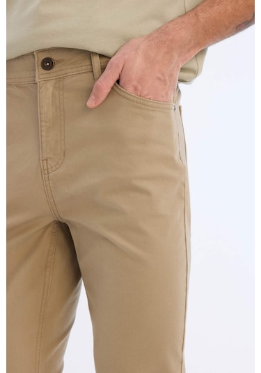 DeFacto Yazlık Gabardin Chino Kanvas Pantolon Slim Fit Dar Kesim Dar Paça Cepli B2089AX25SPBG129