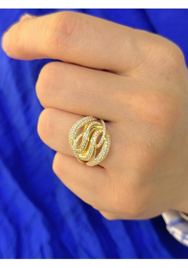 Magold  8 Ayar Altın Özel Tasarım Günlük Kullanışlı Yüzük