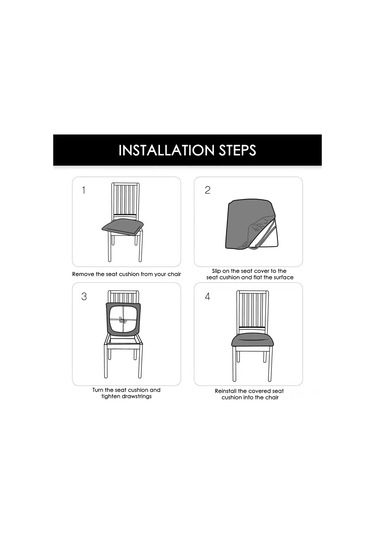 Geekyou 4'lü Siyah Rombik Desenli Elastik Koltuk Kılıfı - Ev Ve Dış Mekan İçin, 35-53cm Ölçü Aralığı, Makine Yıkabilir Siyah