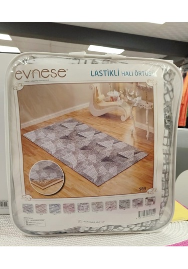 Evneşe 6m2 Lastikli Halı Örtüsü Desenli S89 Gri