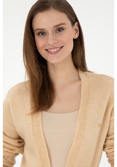 U.s. Polo Assn. Kadın Kum Melanj Hırka Triko 50297102-vr123 Kum Melanj