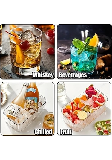 Pazly Yeşil 64 İzgaralı Pp Silikon Buz Kubu Kalıbı, Buzdolabında Buz Yapma, Eserleri Sakla, 23.8x13.5x9.5 Cm Yeşil