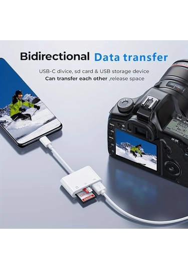 Willowhaven 3 İn 1 Usb C Hizli Adaptor Set Beyaz Sd Tf Okuyucu Ve Lightning Baglantili