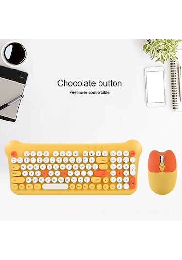 Qw05 Karışık Renk Taşınabilir 2.4g Kablosuz Klavye Mouse Seti Mavi