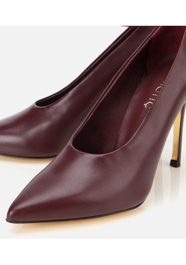 Hotiç Kadın Deri Bordo Bilekten Bağlamalı Gold Detaylı Yüksek Topuklu Stiletto 01ayh316600a788 01ayh316600a788 Bordo