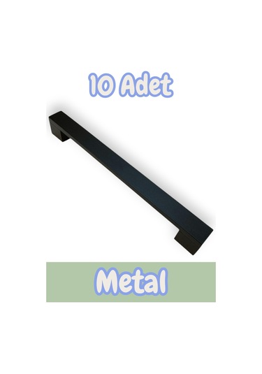 Safran Kalın Alüminyum Metal Lüks Modern Mobilya Çekmece Mutfak Dolabı Kulpu Siyah 192mm 10 Adet Siyah