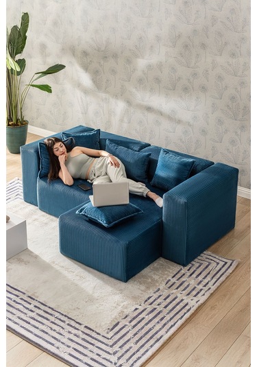 Katt Modüler Ekstra Rahat İskeletli 2 Li Koltuk 10 Renk Mavi