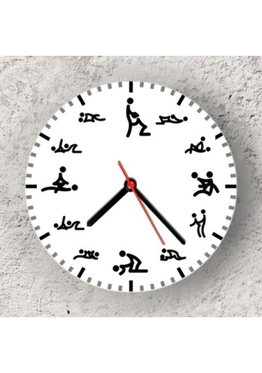 Kamasutra Duvar Cam Saati Beyaz