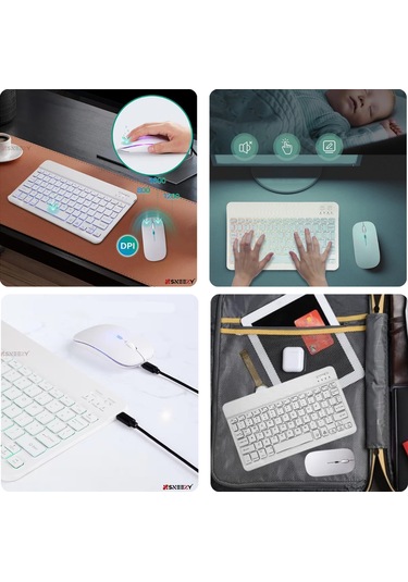 Büro Ev Ofis Bilgisayarı İçin Beyaz Rgb Işıklı Klavye Mouse Seti Diğer