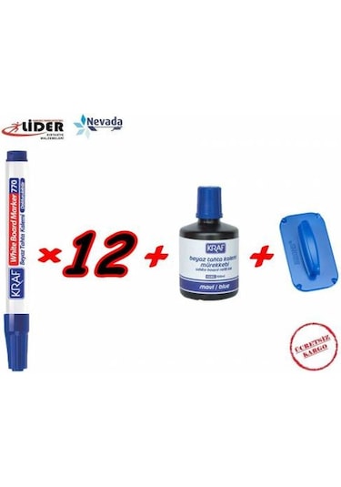Kraf 770 Silinebilir Yazı Tahtası Kalemi Seti Board Marker Mavi