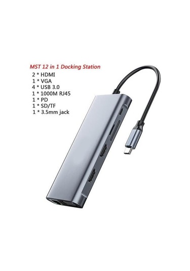 12in1 Dock Station 2 Adet Hdmı Uyumlu 1000 Mbps 4 K Çift Monitör