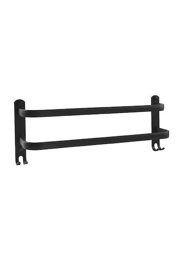 Pazly 16 Çift Havluluk, Pratik Hooks İle Banyo Mat Siyah Paslanmaz Çelik Havlu Rafı, Toz Geçirmez Banyo Aksesuarları Siyah Siyah