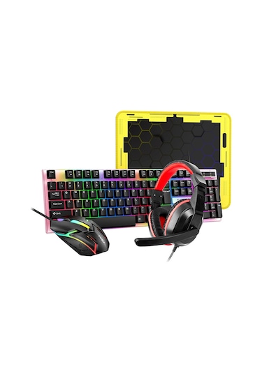 Monyee T-wolf Tf240 Renkli Aydınlatmalı Oyun Seti: Klavye, Fare, Kulaklık Ve Mouse Pad Yüksek Performans Ve Stil Bir Arada Diğer