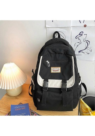 Ganzhoushop Günlük Kullanım İçin Klasik Sırt Çantası Büyük Kapasiteli Kore Tarzı Omuz Çantası Açık Hava Okul Ofis Pembe Çok Renkli