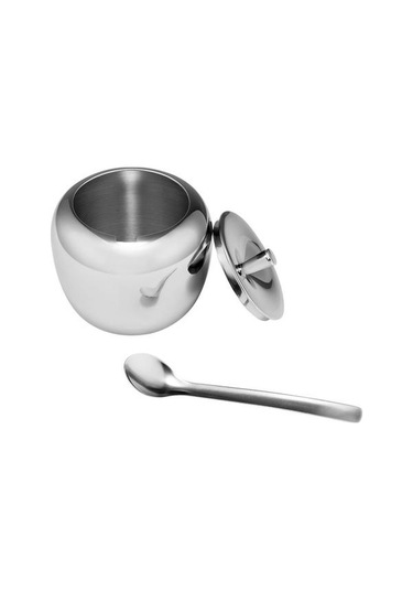 Paslanmaz Çelik Elma Şeker Kase Baharat Kavanoz Çeşni Pot Baharat Konteyner Kutusu Cuet Kapak Ve Kaşık Şeker Kase Şeker Potsugar Kase Kapağı 4 Izgara