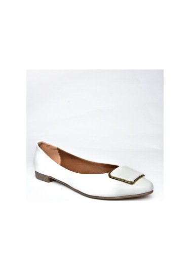 Fox Shoes P726776309 Beyaz Toka Aksesuarlı Kadın Babet Beyaz