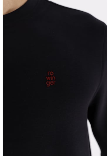 Rowinger Modal Karışımlı Yumuşak Dokulu Rahat Kalıp Esnek Kullanım Sunan Sweatshirt Black