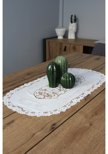 Pvc Runner Ve Sehpa Üstü Servislik 80 Cm X 40 Cm Kahve - Krem