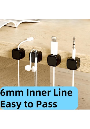 Yaozixa 6 Adet Manyetik Kablolu Kabloları Düzenleyici Klip - Usb, Şarj Ve Hdmı Kabloları İçin Sabitleyici Siyah