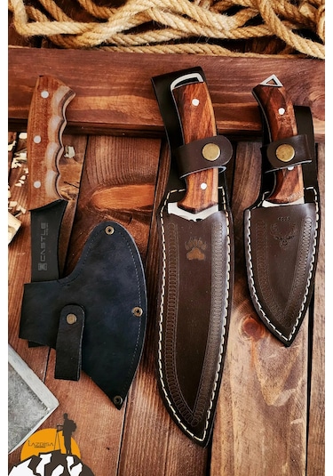 Outdoor Balta Bıçak 3lü Seti Kamp Baltası Bıçak Bıçağı Nacak Bl