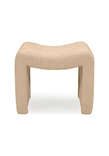 Tokyo Peluş Oval Puf Bej Bej