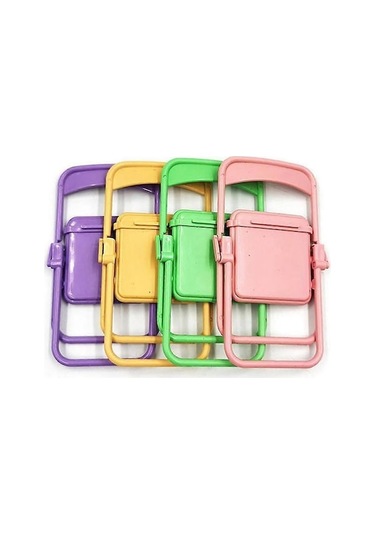 Bloomnest Mini Sandalye Telefon Tutucu, Taşınabilir Katlanır Stand, Saç Masaüstü, Cep Telefonu Destekliği, Altın - Siyah A1088 Altın - Siyah