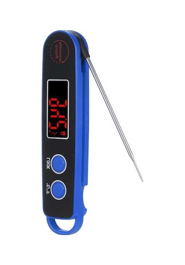 Moly Yunboo Mutfak Yemek Sıcaklık Ölçerı Led Ekranlı Hızlı 304 Çelik Katlanabilir Prob -50 300 Siyah/mavi/kırmızı