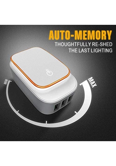 Ldnıo A3305 3.4a 3 Usb Arayüzleri Seyahat Şarj Cihazı Cep Telefonu Şarj Cihazı, 8 Pinli Veri Kablosu İle Dokunmatik Led Gece Işığı Destek, Ab Fişi Diğer
