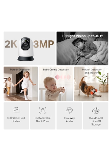 Mercusys Mc210 Yatay/dikey Hareketli Ev Akıllı Algılama Gece Görüşü Güvenlik Wi-fi Kamerası