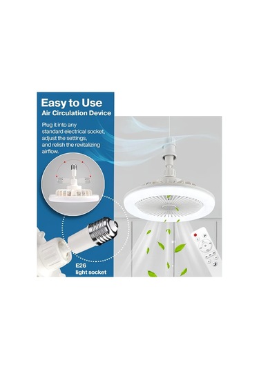 Xuweiwei Beyaz E27 Uzaktan Kumandalı Led Akıllı Tavan Vantilatör Lambası 3 Hız 3 Renk Sıcaklık 17 Mod E26 E27